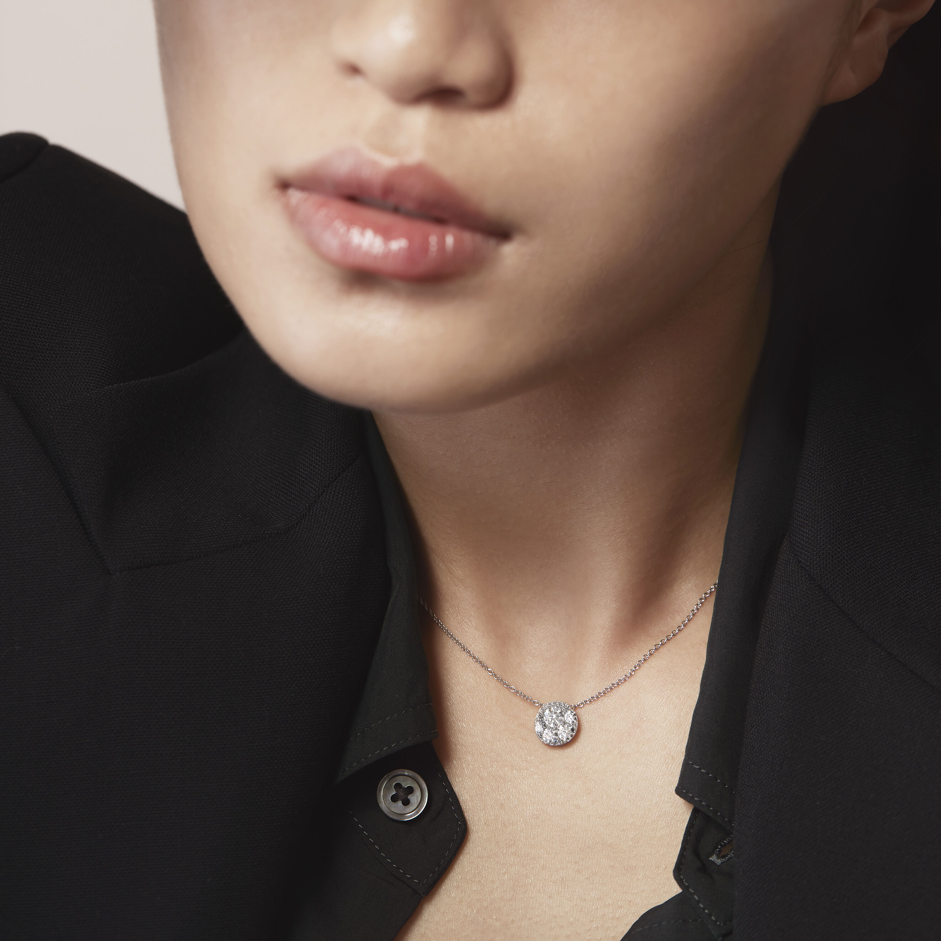 Tessa Diamond Circle Pendant, 18K Yellow Gold, large