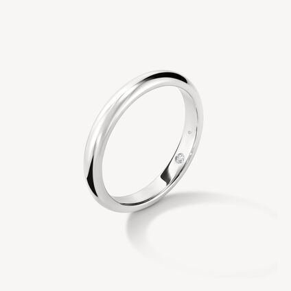 Half Round Comfort Fit Band, 18K White Gold, large