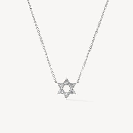 Charmed Star of David Pendant, 18K White Gold, large