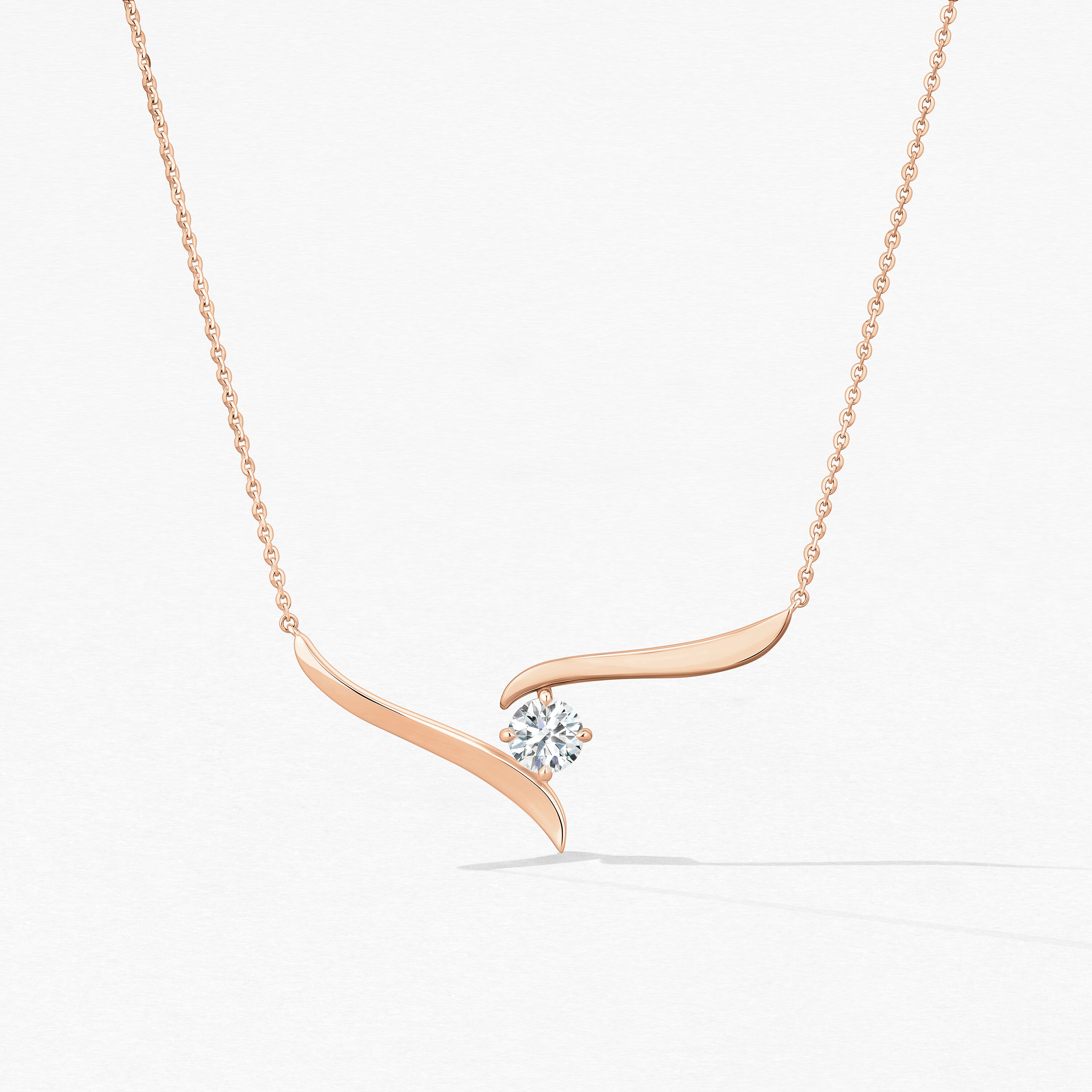 Vela Solitaire Crossover Pendant, 18K Rose Gold, large