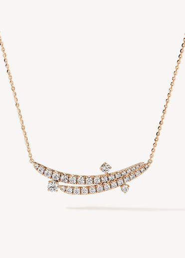 VELA French Cut Pavé Floating Diamond Pendant Necklace, 18K Rose Gold VELA French Cut Pavé Floating Diamond Pendant Necklace, 18K Rose Gold, large