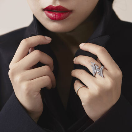 VELA Bypass Cocktail Ring, 18K White Gold, large