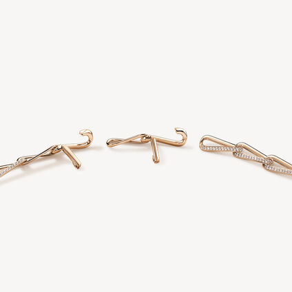 INSIDE/OUT Elongated Diamond Link Necklace, 18K Rose Gold, large