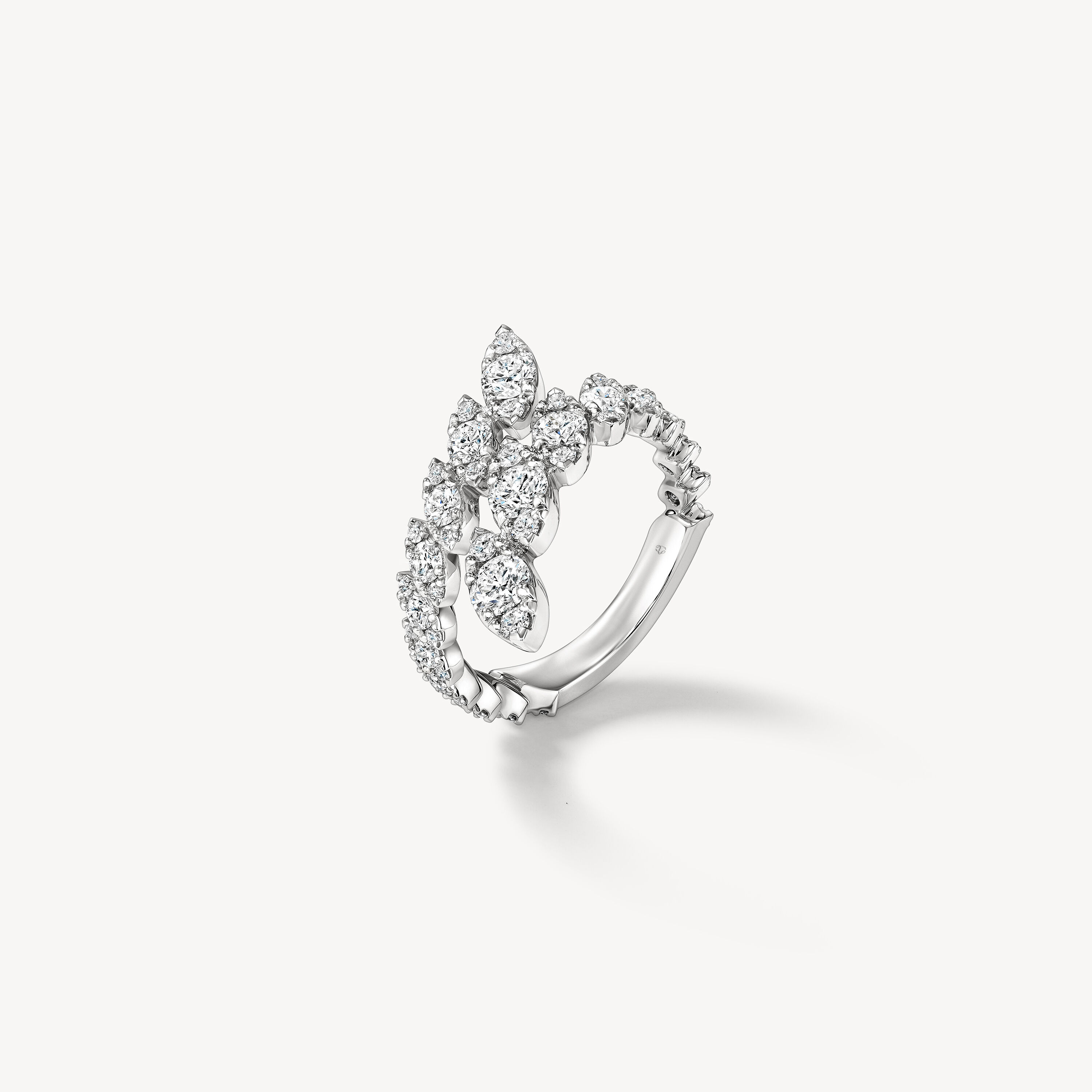 Bypass Ring, 18K White Gold, large