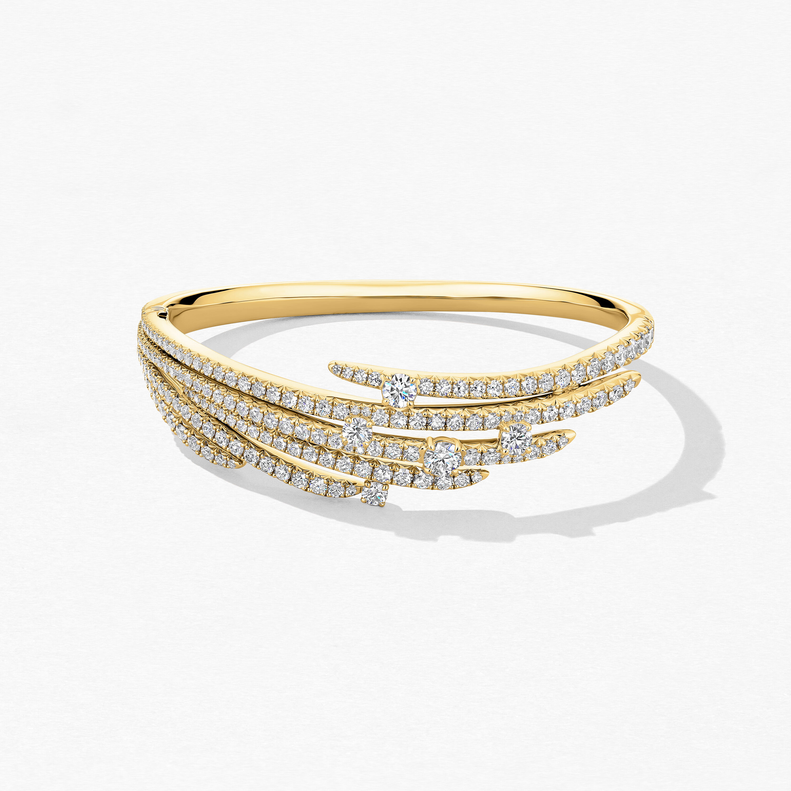 Vela French Cut Pav&eacute; Bangle, 18K Yellow Gold, large