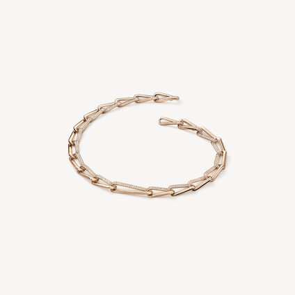 INSIDE/OUT Elongated Diamond Link Necklace, 18K Rose Gold, large