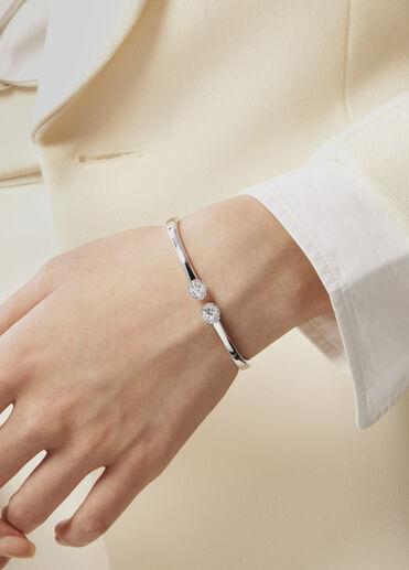 Ellipse Diamond Open Bangle, 18K Rose Gold w/Platinum Ellipse Diamond Open Bangle, 18K Rose Gold w/Platinum, large