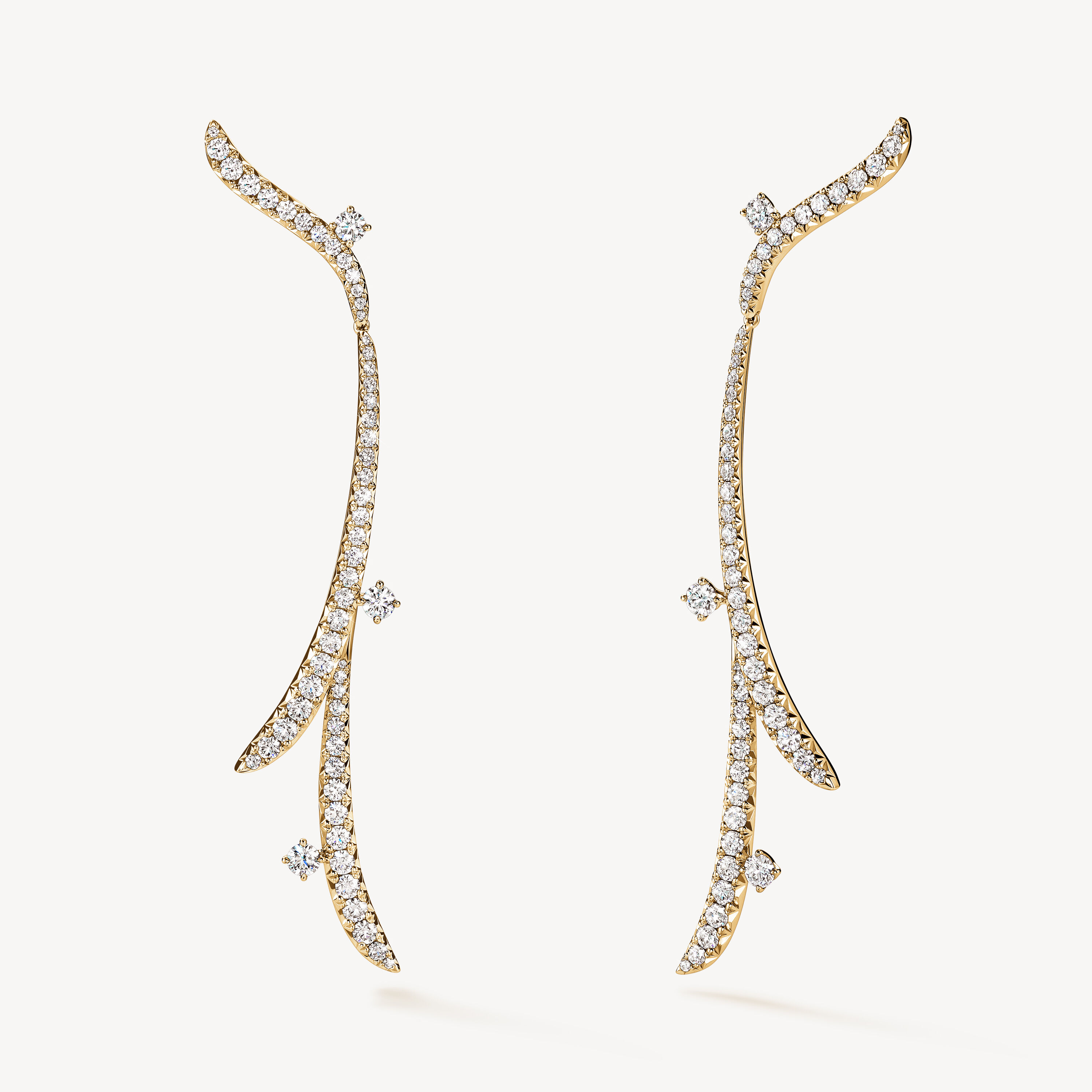VELA French Cut Pav&eacute; Diamond Drop Earrings, 18K Yellow Gold, large