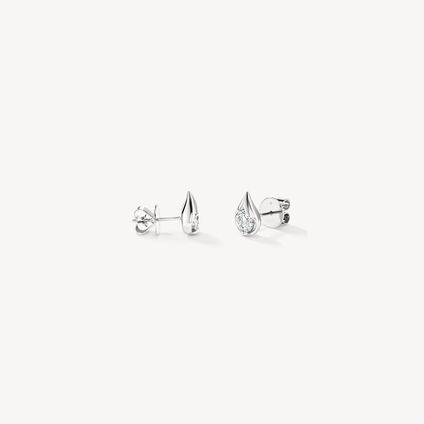 LU Droplet Studs, 18K White Gold, large