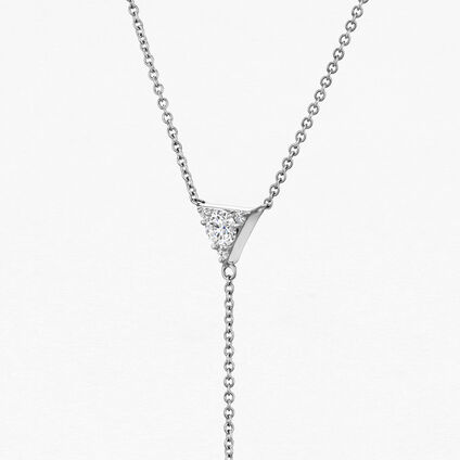 Triplicity Triangle Lariat Necklace, 18K White Gold, large