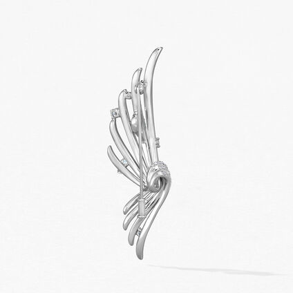 Vela French Cut Pavé Convertible Brooch, 18K White Gold, large