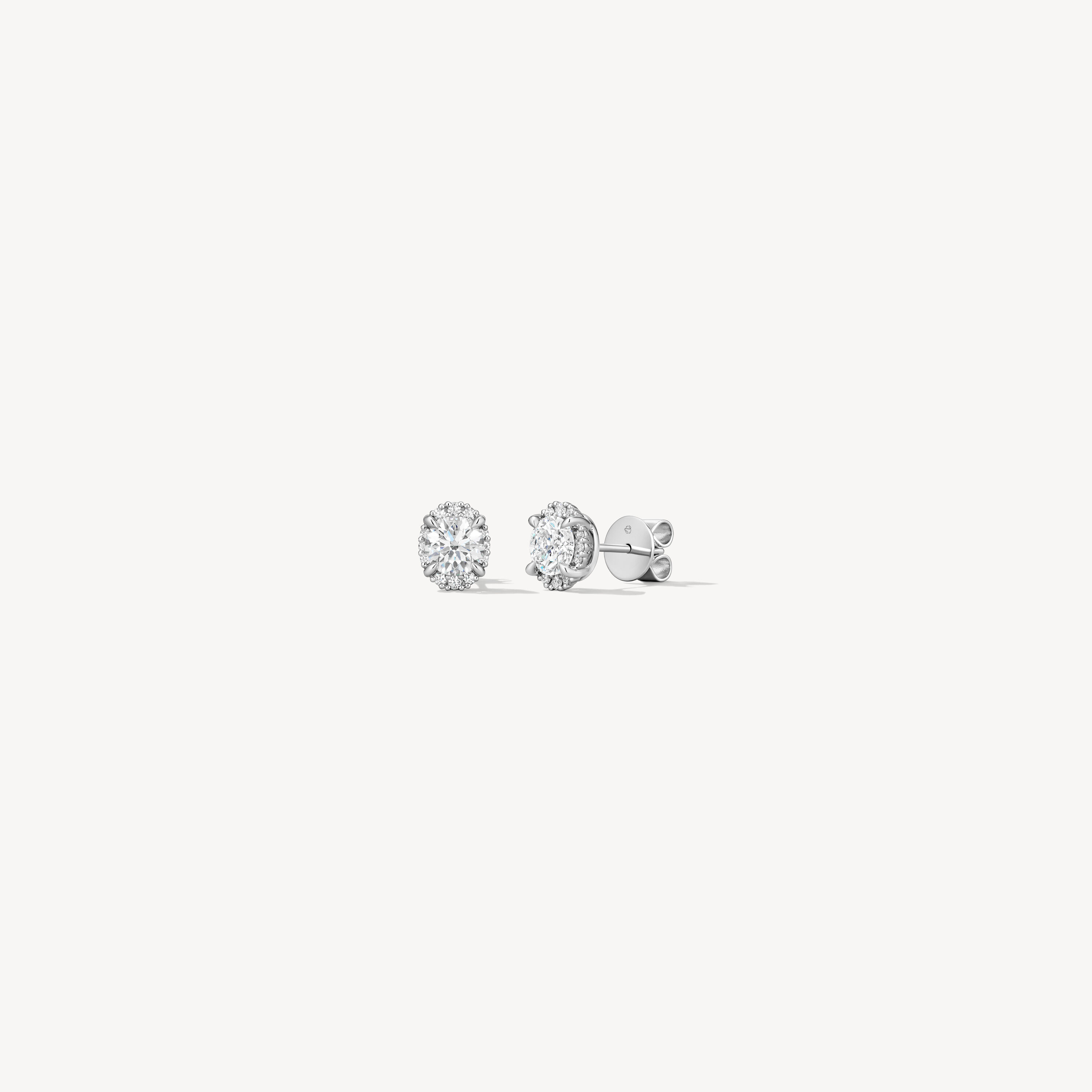 Ellipse Diamond Earrings, 18K White Gold, large
