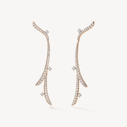VELA French Cut Pav&eacute; Diamond Drop Earrings, 18K Rose Gold, large