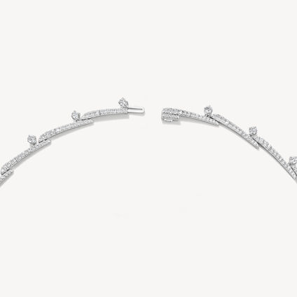 VELA Crossover French Cut Pav&eacute; Necklace, 18K White Gold, large