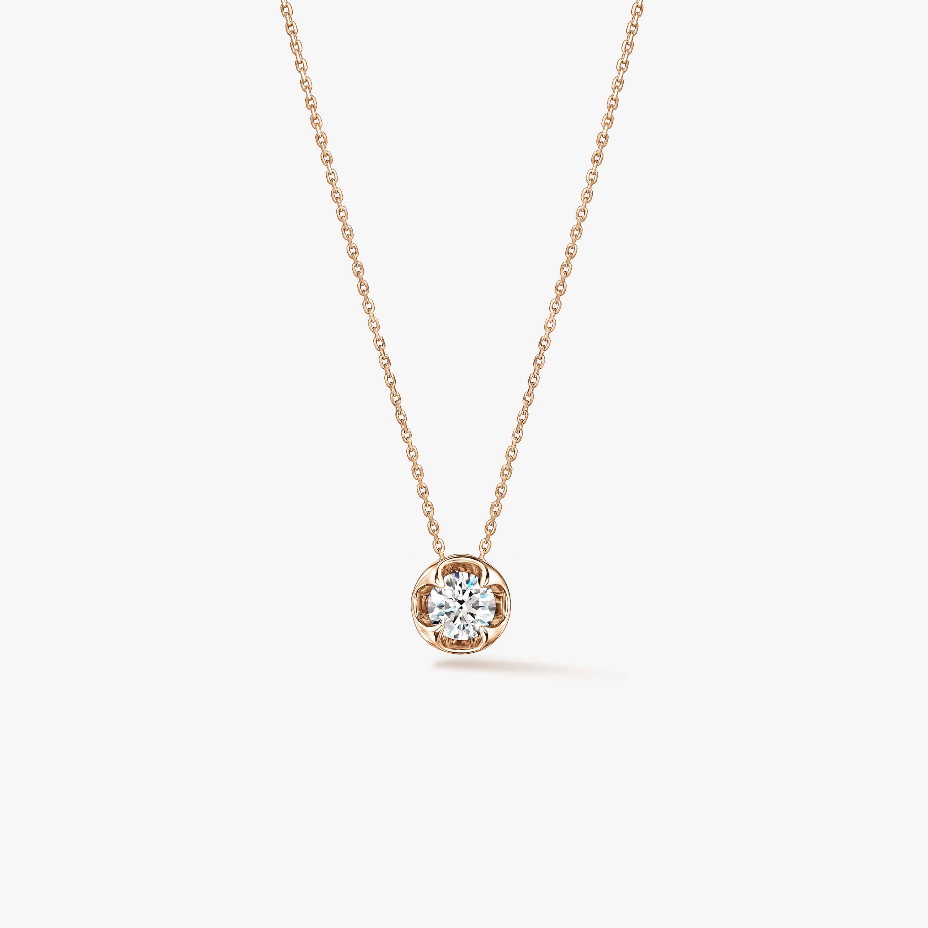 Whimsical Circle Single Diamond Pendant Necklace, 18K Rose Gold, large