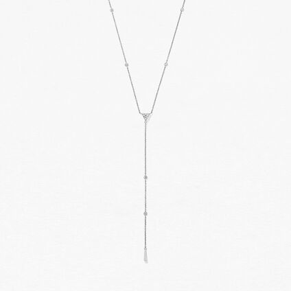 Triplicity Triangle Lariat Necklace, 18K White Gold, large