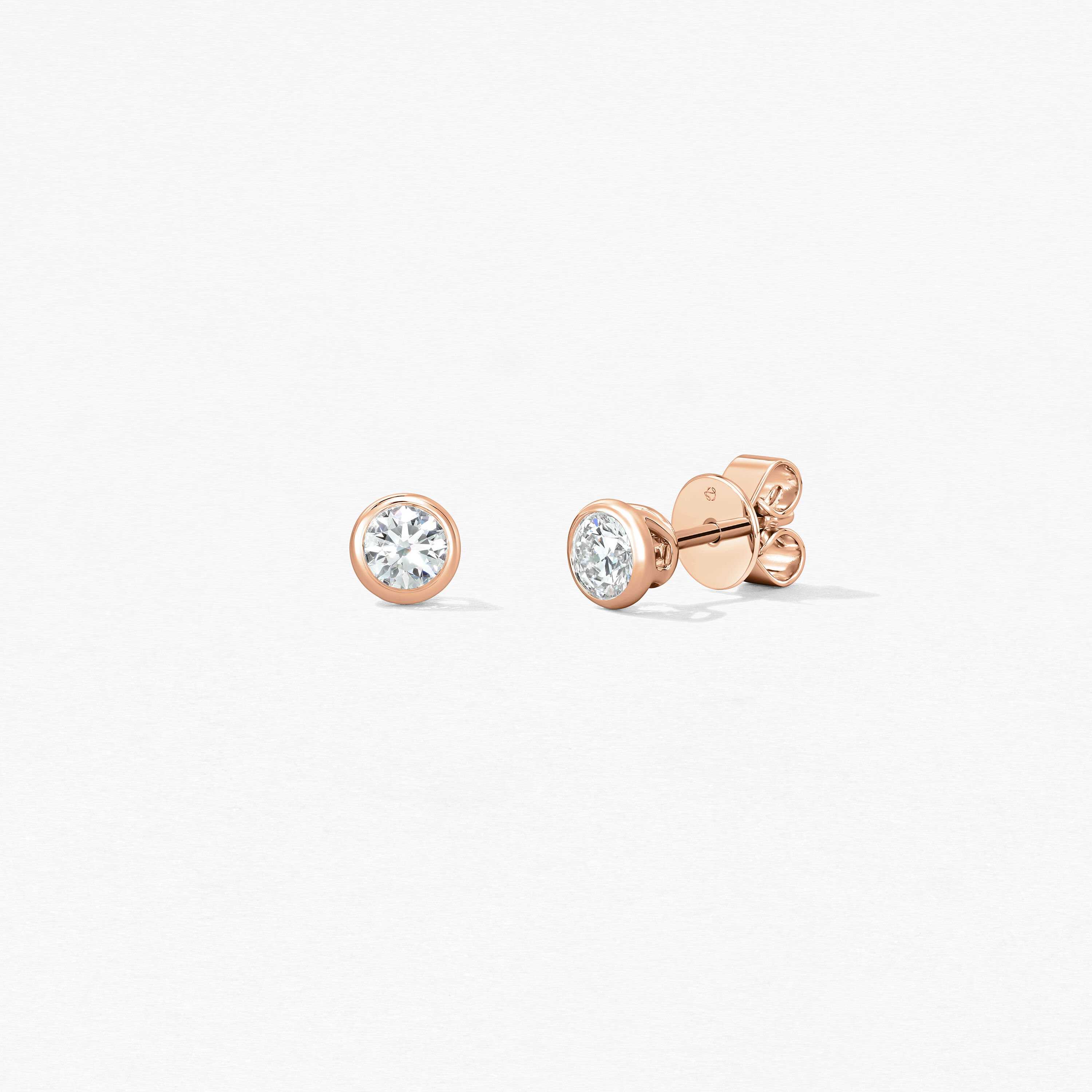 HOF Classic Bezel Studs, 18K Rose Gold, large