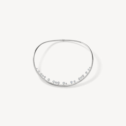 BARRE Floating Diamond Choker , 18K White Gold, large