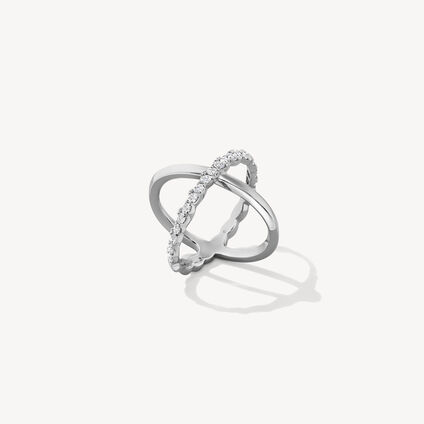 Lorelei Criss Cross Ring, 18K White Gold, large