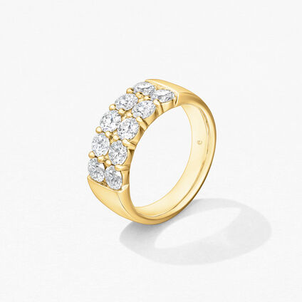 Signature Double Row Ring, 18K Yellow Gold, large