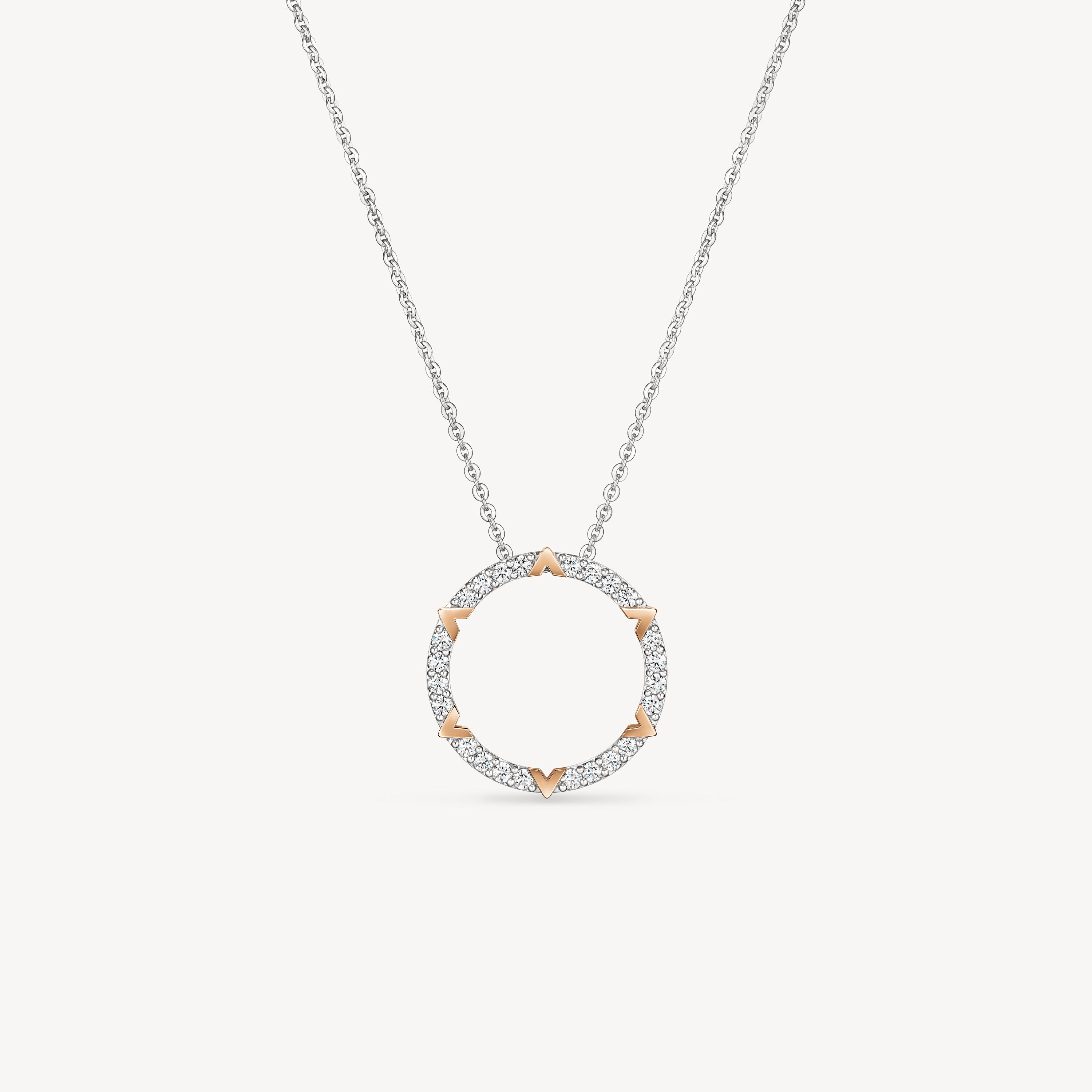 Copley Pav&eacute; Diamond Pendant Necklace, 18K White Gold & Rose Gold, large