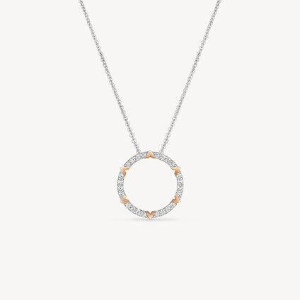 Copley Pavé Diamond Pendant Necklace, 18K White Gold & Rose Gold, large