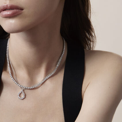Lorelei Crescent Diamond Pendant, 18K White Gold, large