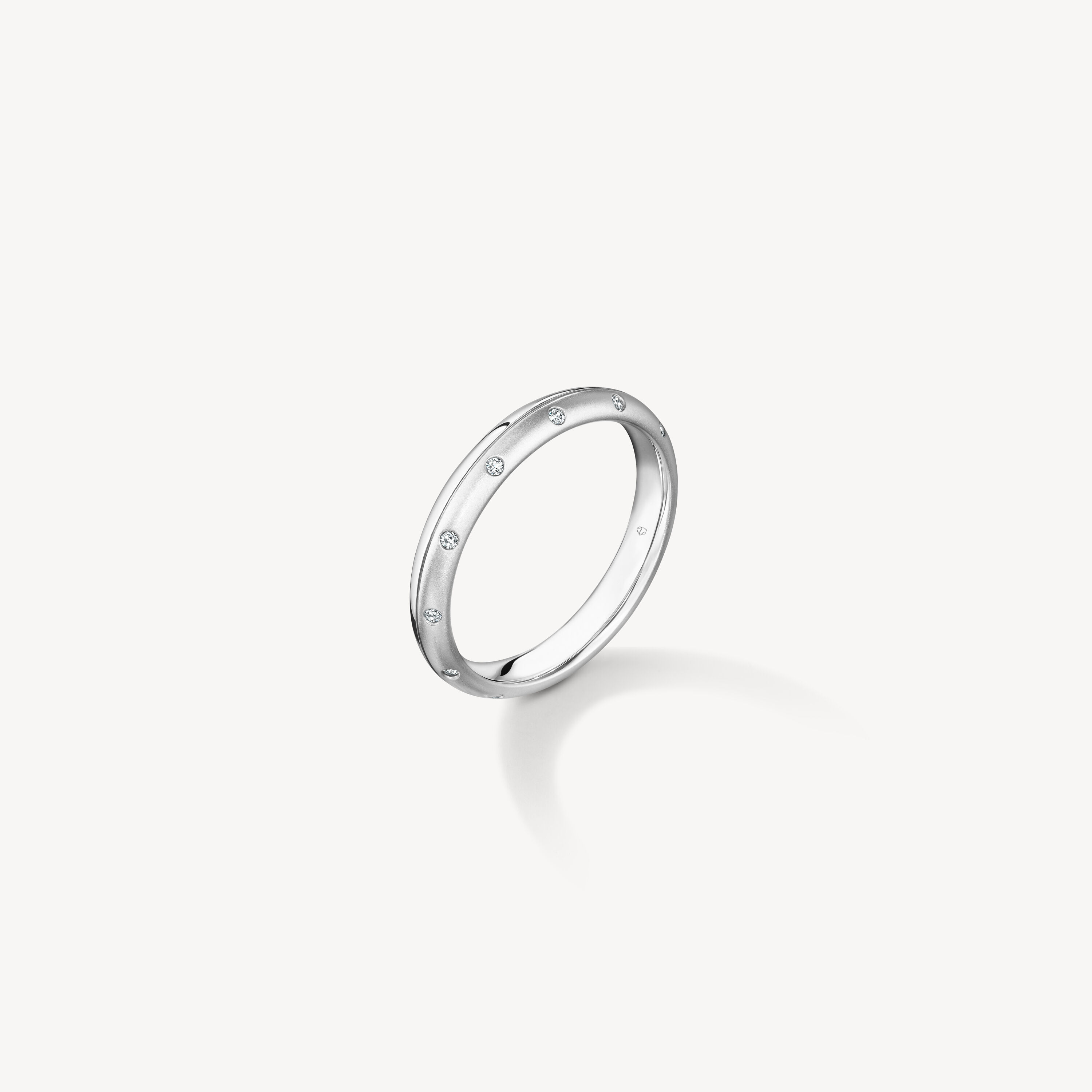 Love Satin Finish Multi-Diamond Band, Platinum, large