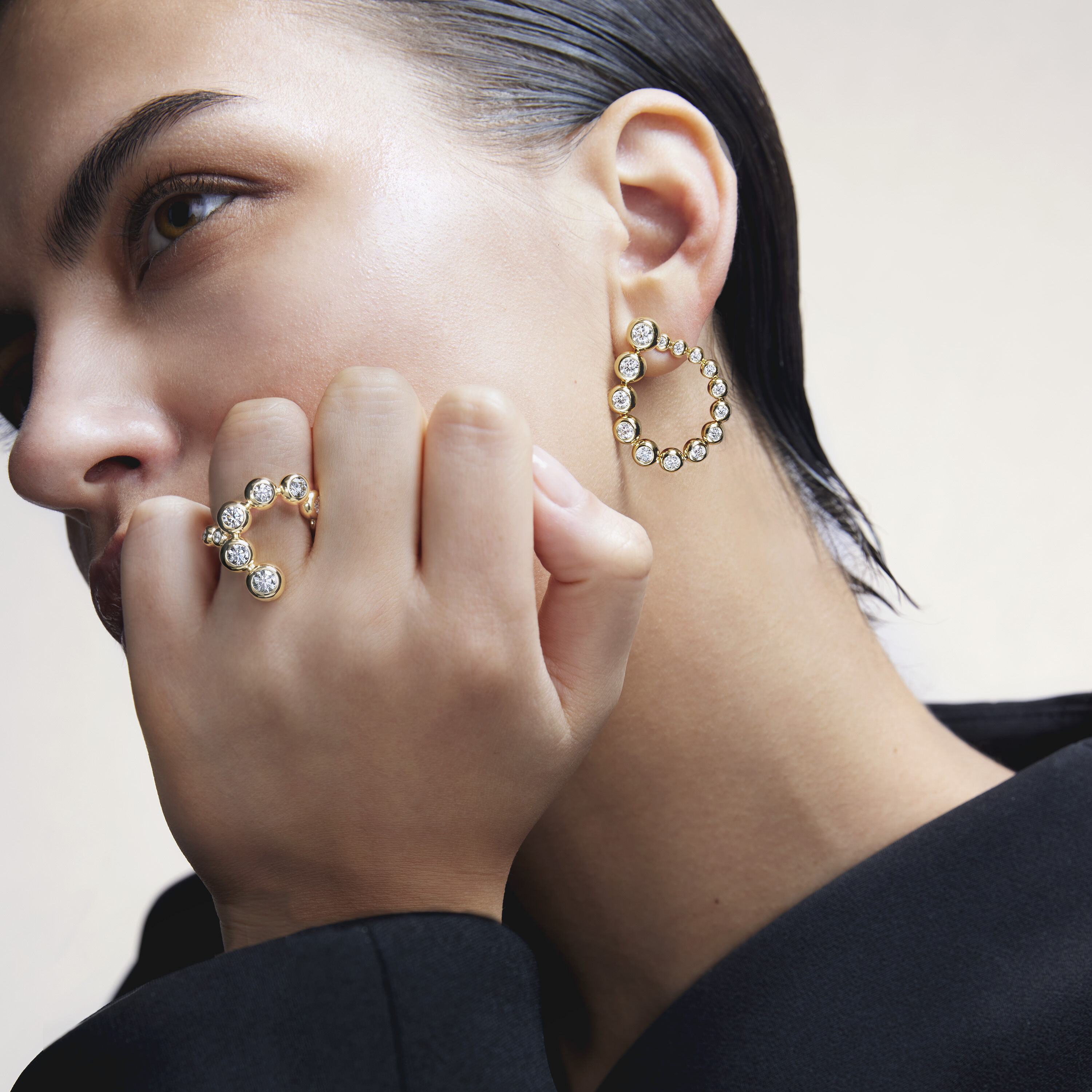 DREAM  CIRCLE CONVERTIBLE EARRINGS, 18K Rose Gold, large