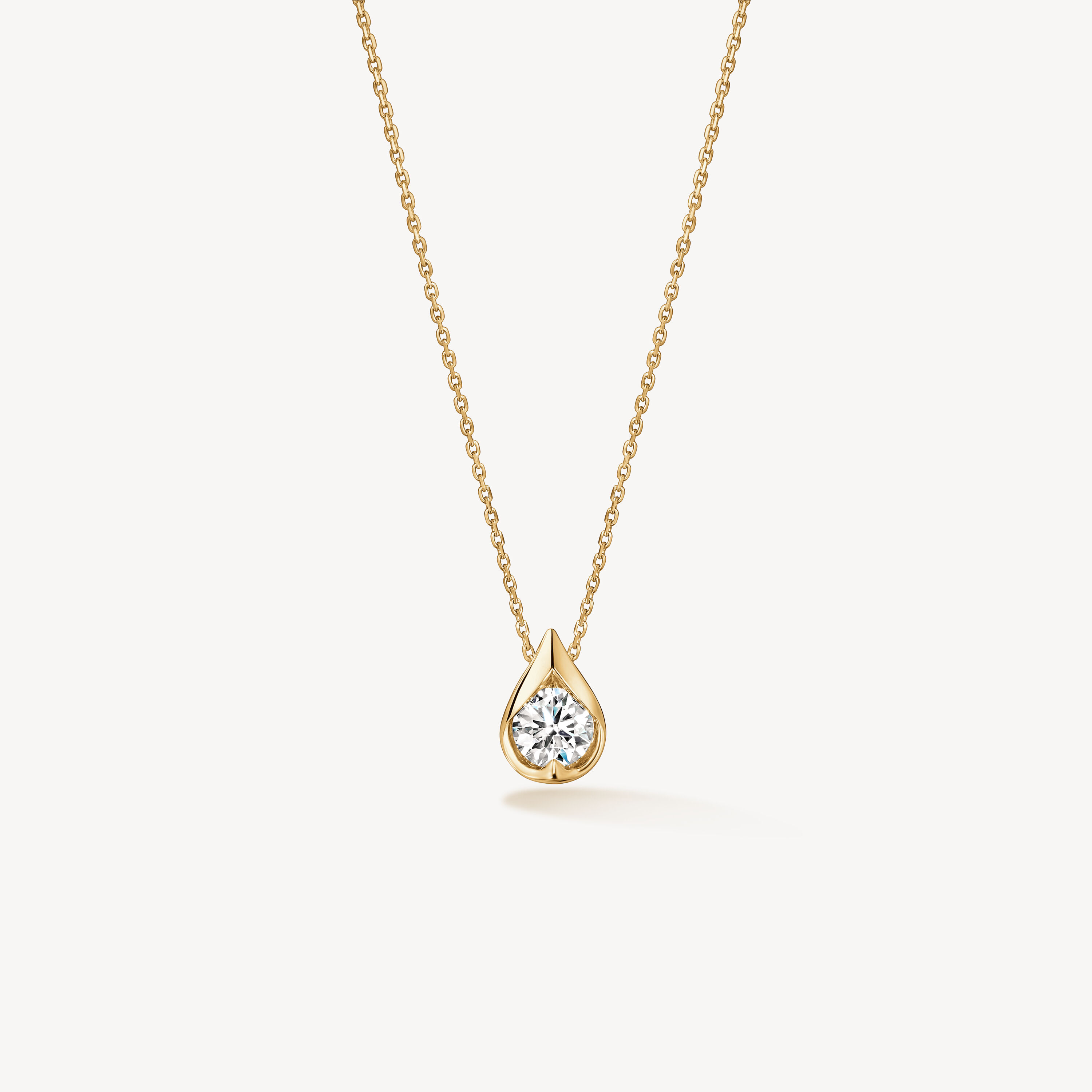 LU Single Diamond Pendant Necklace, 18K Yellow Gold, large