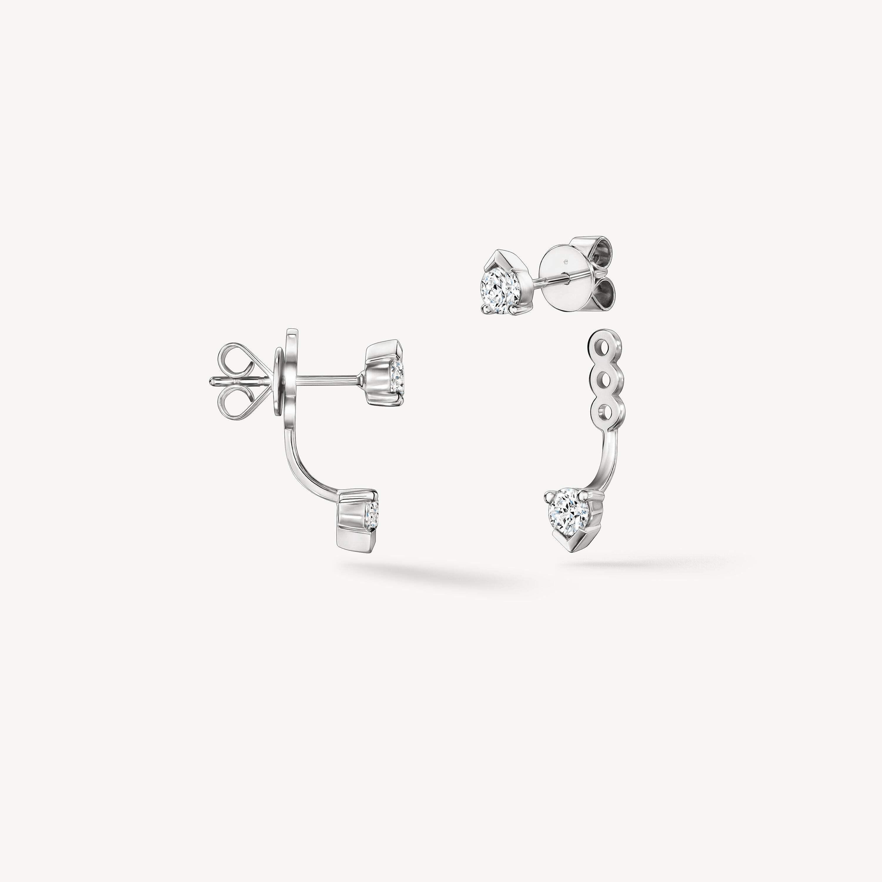 Aerial Floating Ear Jackets, 18K White Gold, large