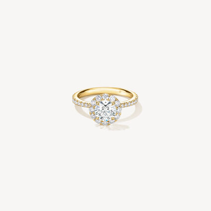 VELA Halo Ring With Diamond Band, 18K Yellow Gold, large