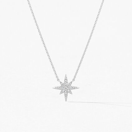 Charmed Starburst Pendant, 18K White Gold, large