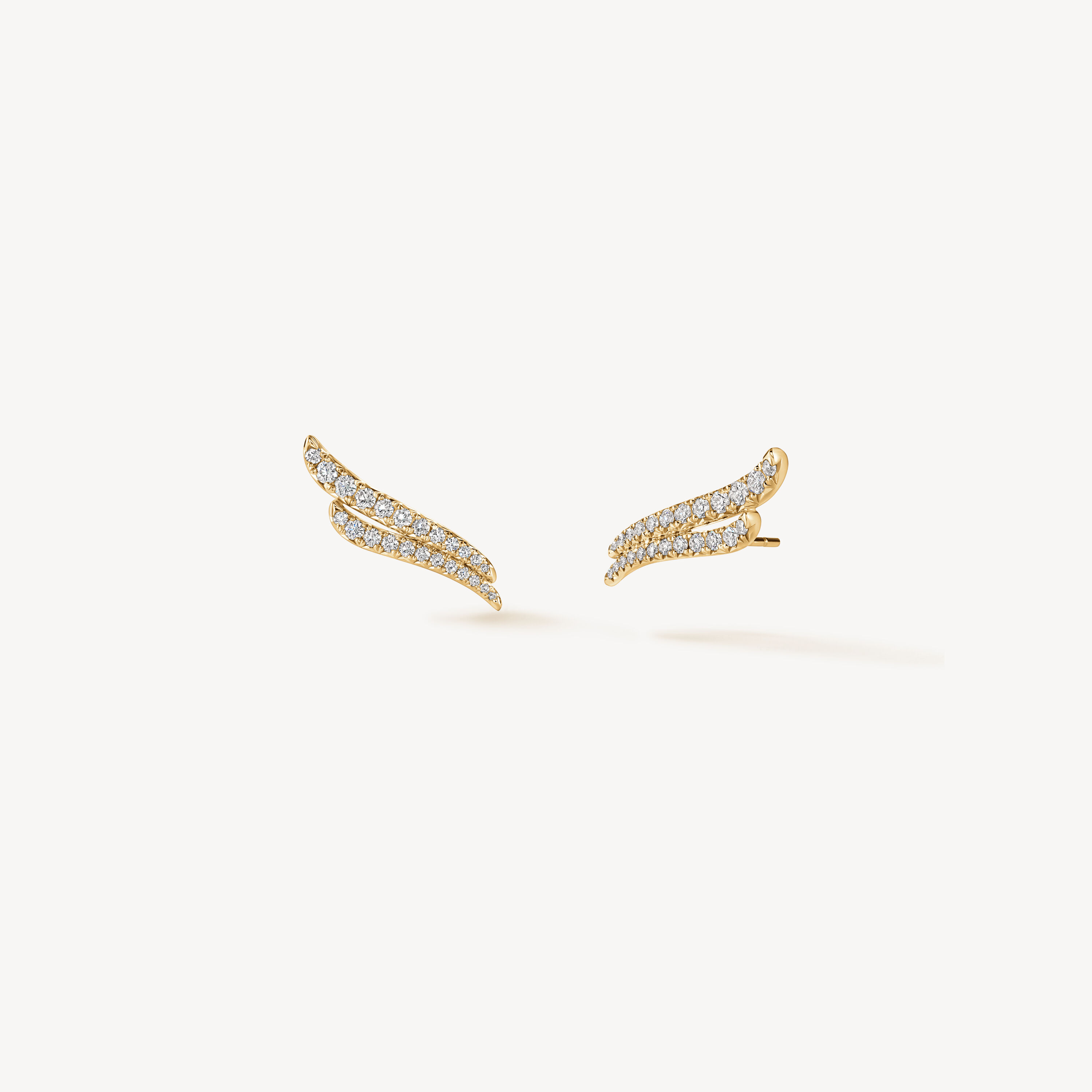 VELA French Cut Pav&eacute; Double Row Diamond Climber Earrings , 18K Yellow Gold, large