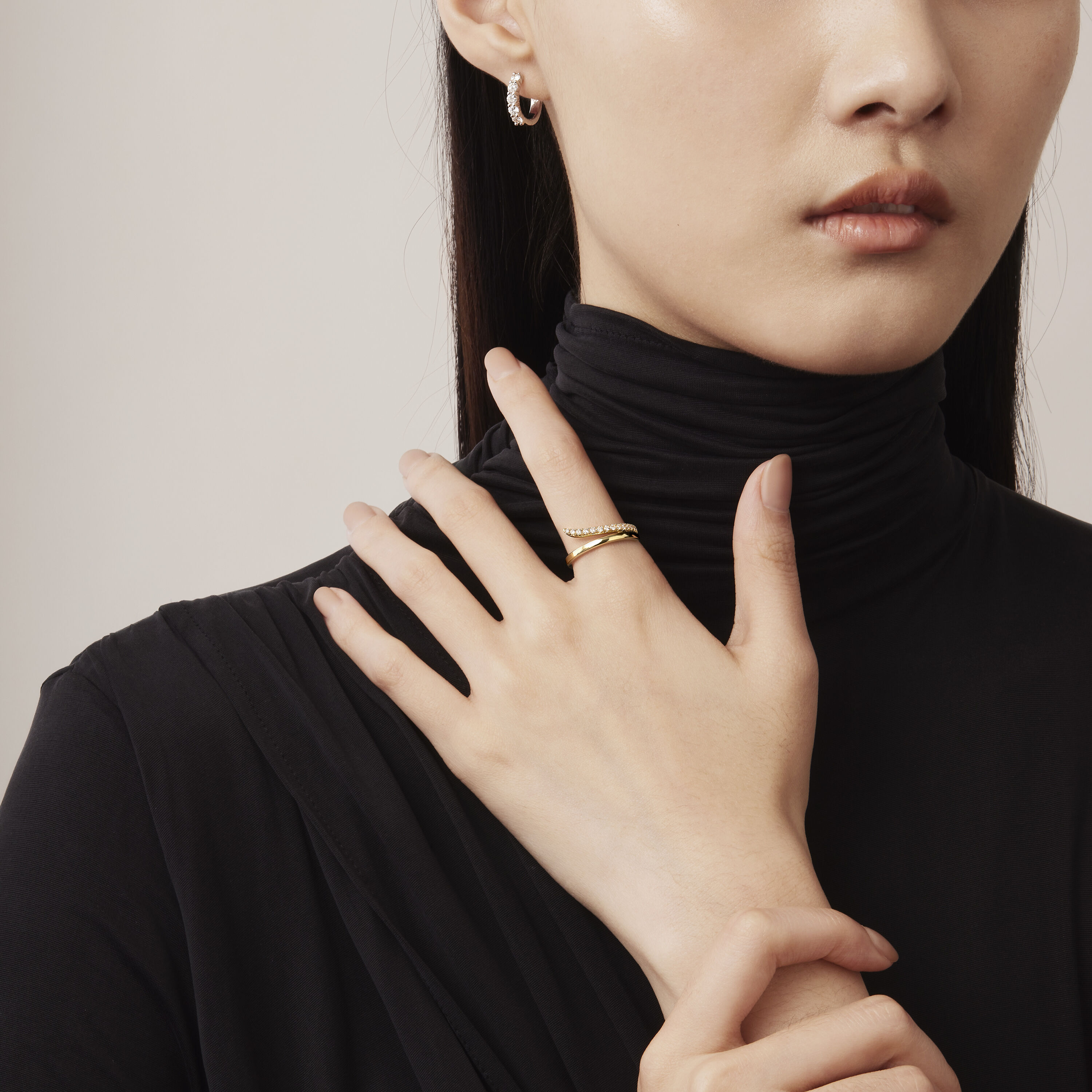 VELA French Cut Pav&eacute; Diamond Ring, 18K Rose Gold, large