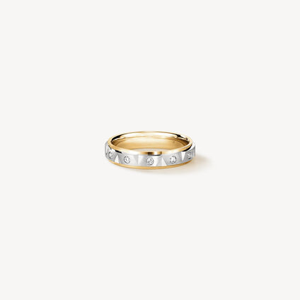 LOVE Chevron Wedding Band, 18k Yellow Gold w/Platinum, large