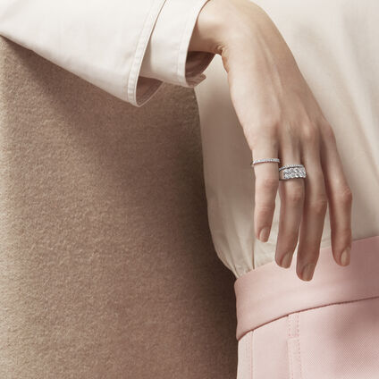 Signature Double Row Ring, 18K Yellow Gold, large