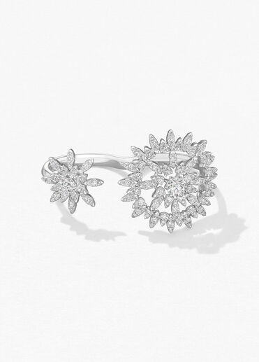 AERIAL Sunburst Double Finger Ring, Platinum AERIAL Sunburst Double Finger Ring, Platinum, large