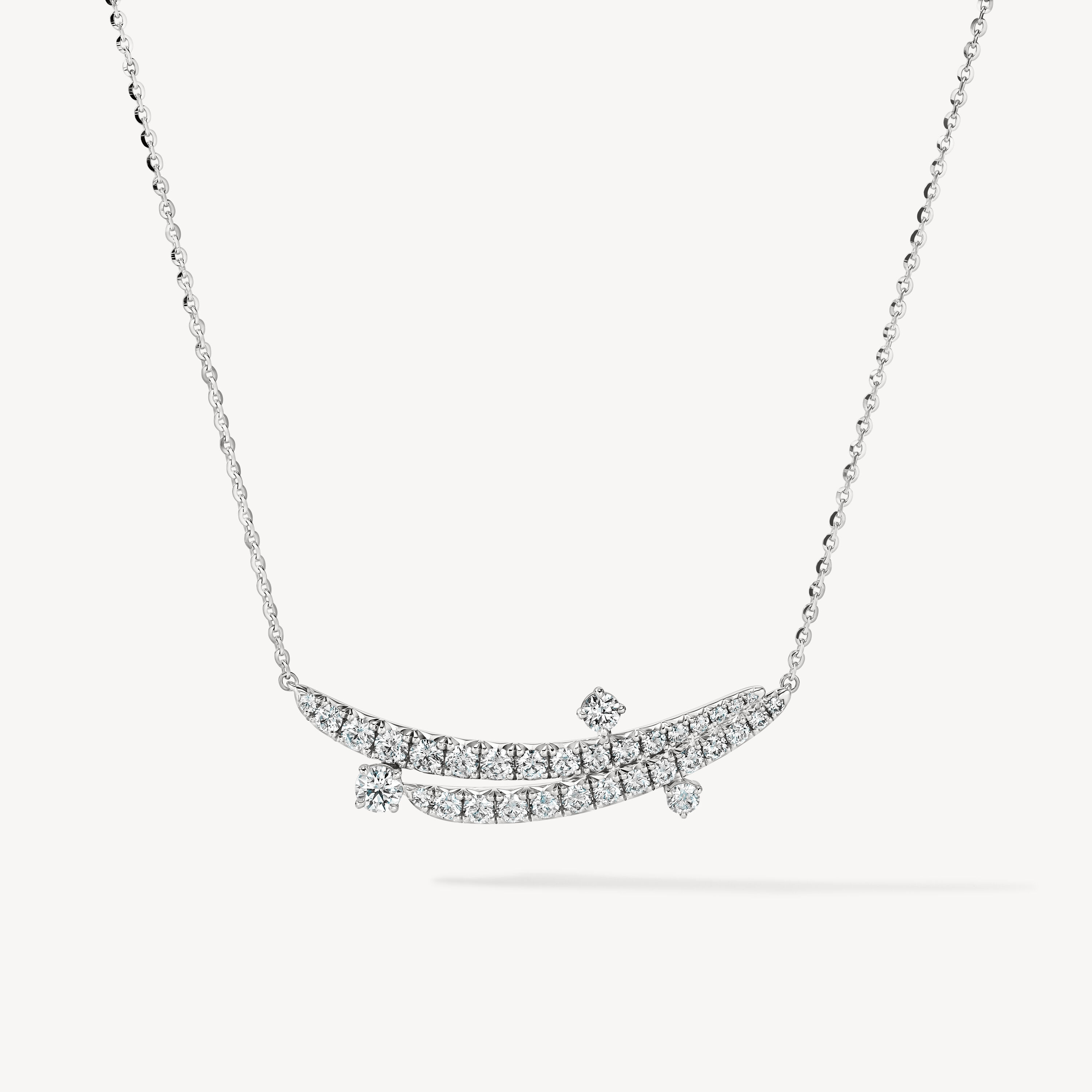VELA French Cut Pav&eacute; Floating Diamond Pendant Necklace, 18K White Gold, large