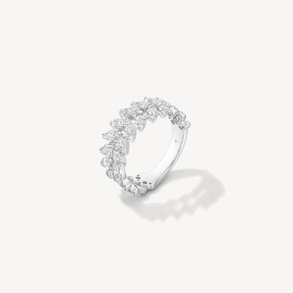 Aerial Double Dewdrop Ring, 18K White Gold, large