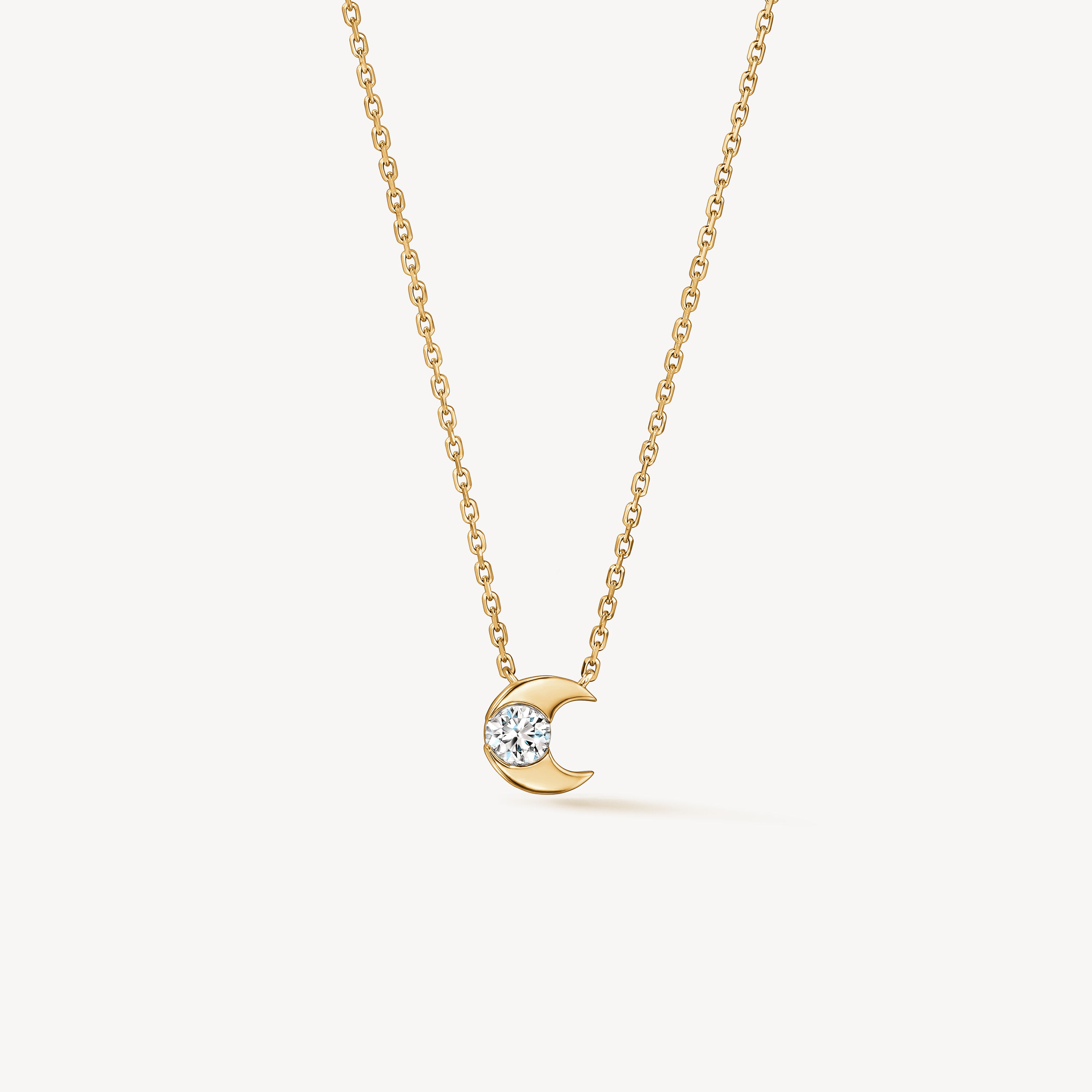 Charmed Half Moon Diamond Pendant Necklace, 18K Yellow Gold, large