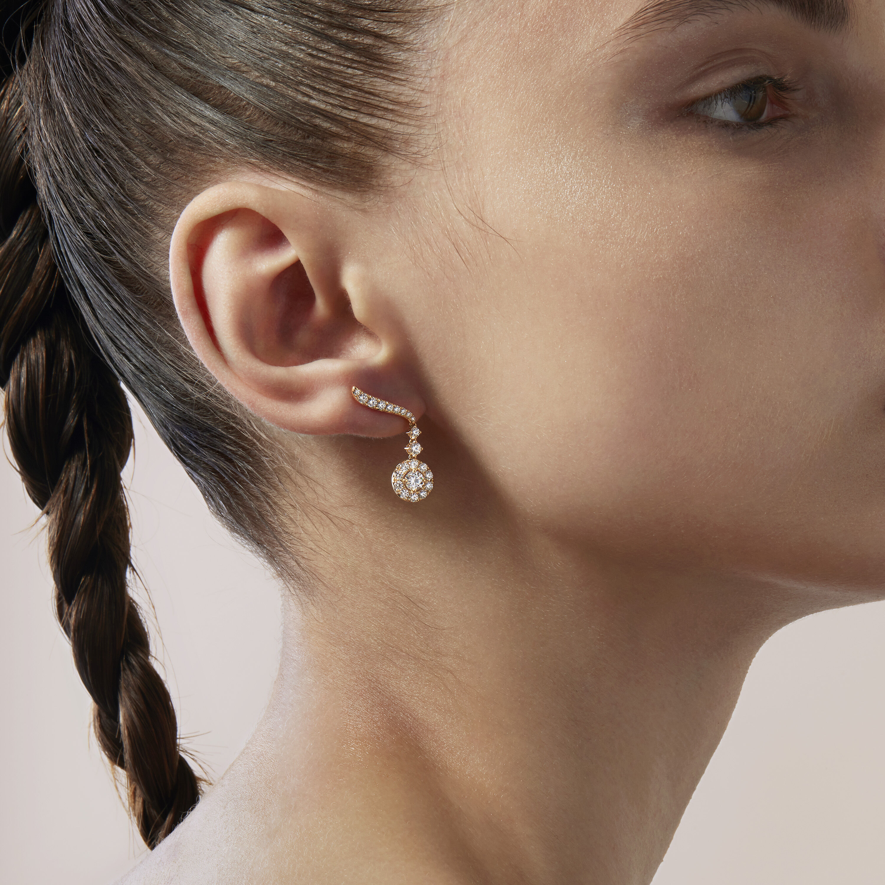 Vela Drop Earrings, 18K Rose Gold, large