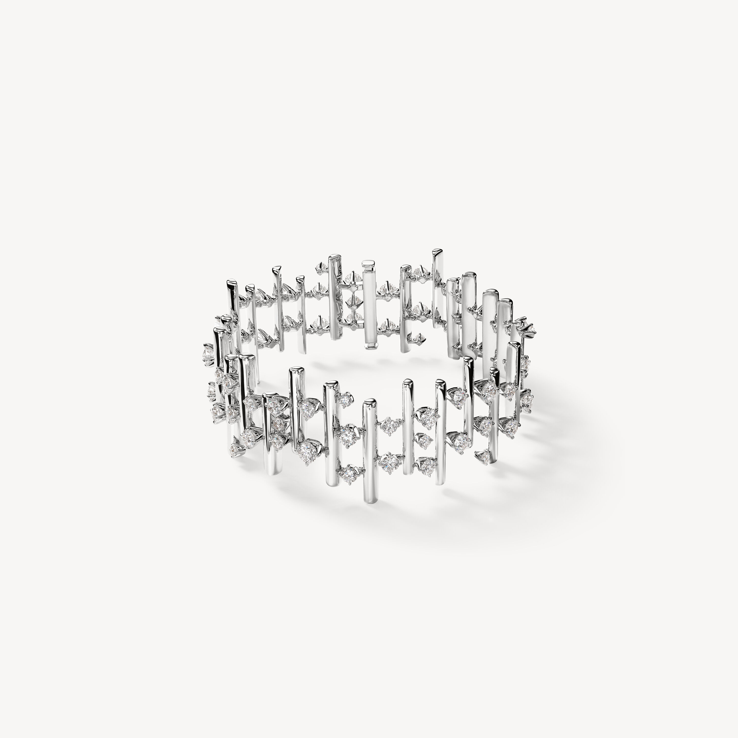 BARRE Multi-Row Small Bracelet, 18K White Gold, large