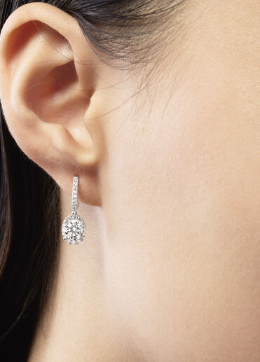 Ellipse Diamond Leverback Earrings, 18K Rose Gold w/Platinum Ellipse Diamond Leverback Earrings, 18K Rose Gold w/Platinum, large