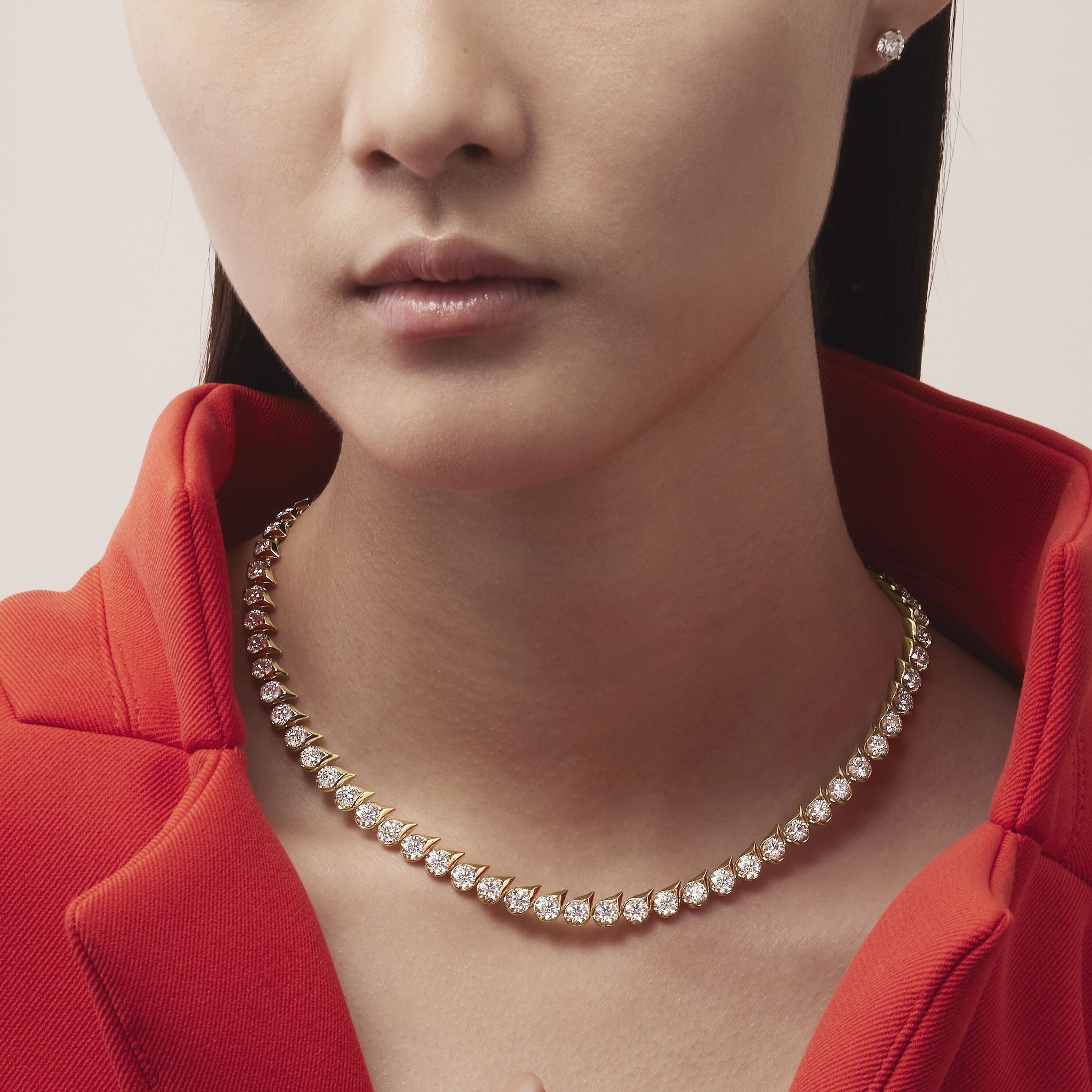 LU Droplet Uniform Necklace, 18K Rose Gold, large