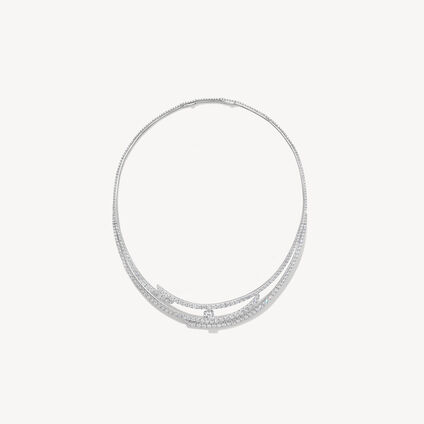 VELA French Cut Pav&eacute; Collar, 18K White Gold, large