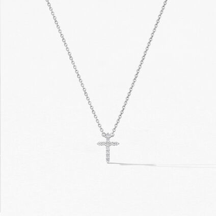 Signature Cross Pendant - Small, 18K White Gold, large