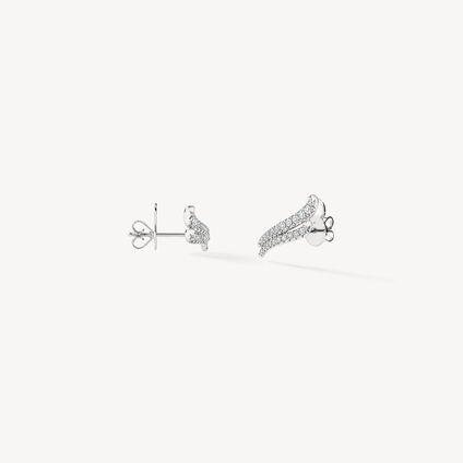 VELA French Cut Pav&eacute; Double Row Diamond Climber Earrings , 18K White Gold, large