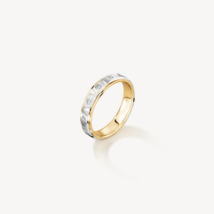 LOVE Chevron Wedding Band, 18k Yellow Gold w/Platinum, large