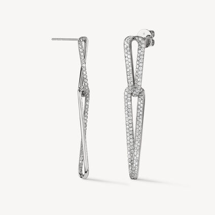 INSIDE/OUT Pavé Link Earrings, 18K White Gold, large